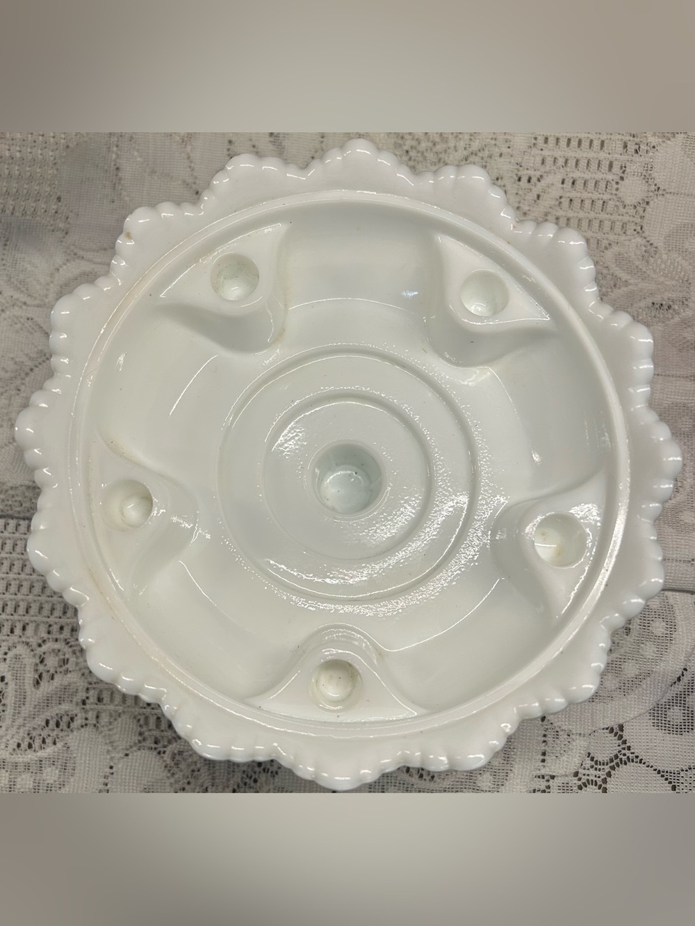Vintage Fenton Hobnail Milk Glass Creative Candle Bowl - Picture 5 of 7